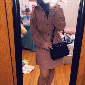 Mock Two Piece Corduroy Shirt-Dress